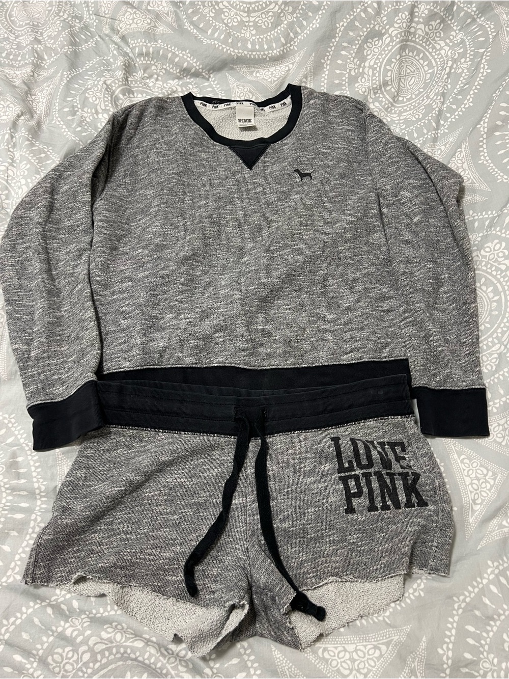 Victoria's Secret PINK Gray and Black Crewneck Sweatshirt - Picture 2 of 8